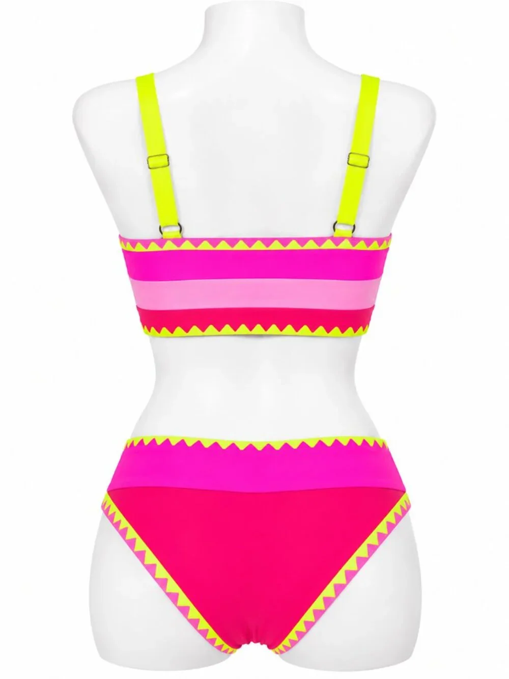 POPVIL Large Pink/Red 3 Piece High Waisted Bikini with Skirt Tummy Control NWT